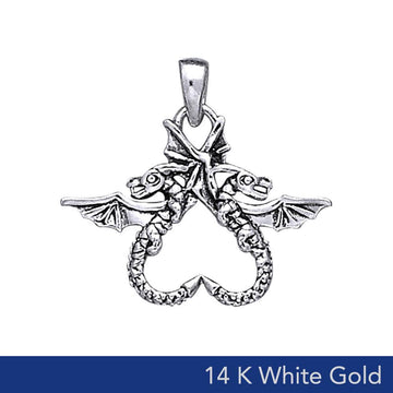 Dragon’s power of two ~ 14K White Gold Jewelry Pendant WTP896 - Jewelry